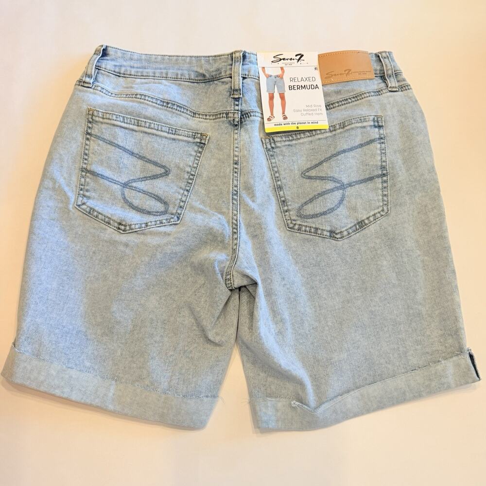 Seven7 Women's Relaxed Bermuda Jean Shorts Sz 8 Cuffed Hem Blue NWT (A0127) - Picture 4 of 8